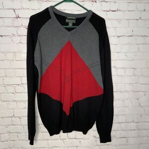 VTG Vintage Lyle & Scott Scotland Men's Size L ColorBlock Cotton V-Necl Sweater
